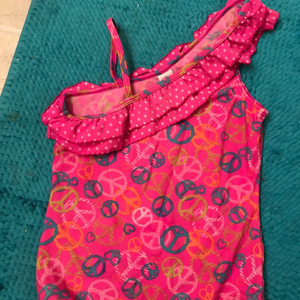 Girls peace sign swimsuit